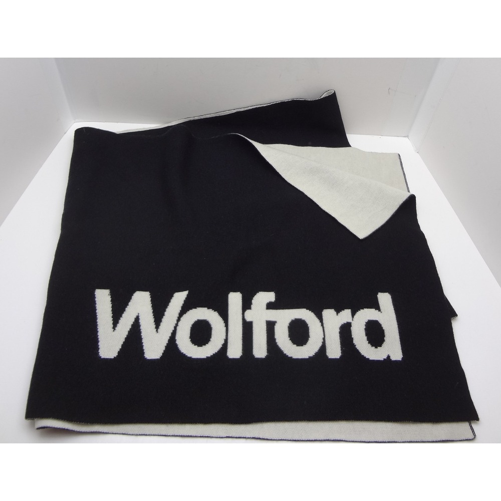 NWOT Wolford Reversible Logo Scarf Black White Knit Oversized Virgin Wool Wrap